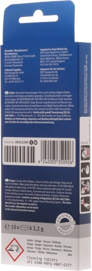 Siemens Bosch 00312295 Cleaning tablets suitable for coffee, espresso machines and kettles 10 x 2.2 grams