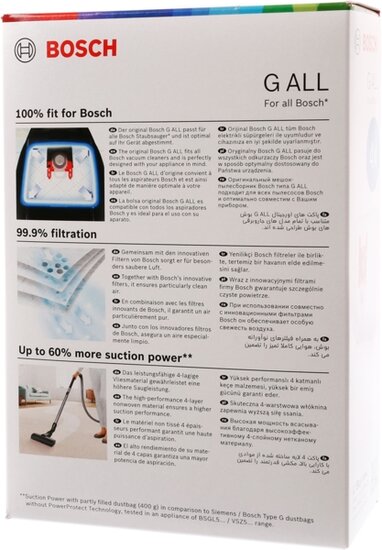 Siemens Bosch 17003048 Dust bags for vacuum cleaners Type G All 4 pieces BBZ41FGALL