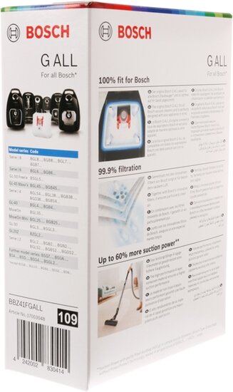 Siemens Bosch 17003048 Dust bags for vacuum cleaners Type G All 4 pieces BBZ41FGALL